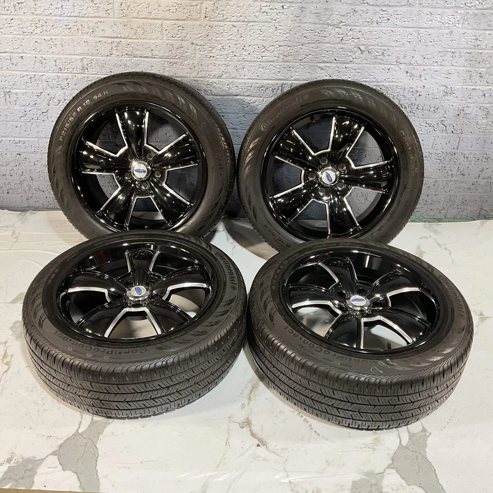 18X8 CRAGAR BLACK MACHIN Modern Muscle BLACK RIMS TIRES 5X120MM FIT CTS - Image 1 of 4