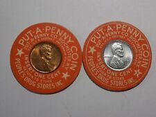 Encased 1942-D & 1943-P Cents - PUT-A-PENNY CO.  ROCHESTER, N. Y.