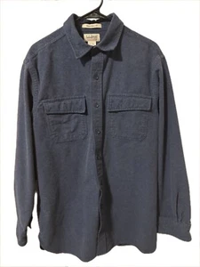 LL Bean Chamois Shirt Mens Medium 100% Cotton Button Blue - Picture 1 of 5