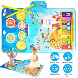 31x19" Baby Musical Mat Toddler Toys w/ 55 Music Sounds Floor Piano Keyboard Mat - Picture 1 of 25