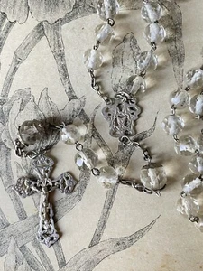 Chapelet ancien en verre et Argent  Croix - Rosary - Picture 1 of 4