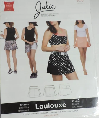 Jalie Sewing Pattern #3670 Loulouxe Skort Skirt Girls 2 - 13; Women 4 - 22 Uncut - Image 1 of 3