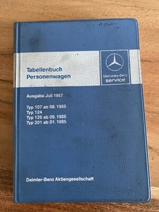 Mercedes-Benz Tabellenbuch Personenwagen Ausgabe Juli 1987 W107/W124/W126/W201 - Bild 1 von 3