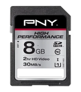 8GB PNY HIGH PERFORMANCE 30MB/S CLASS 10 FULL SIZE SDHC MEMORY CARD 8 G B - Picture 1 of 1