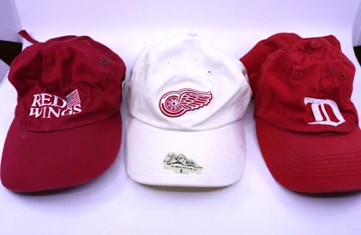 Vtg Detroit Red Wings NHL Hat Reebok, 47 Brand, Retro Logo Lot of 3 Red White - Image 1 of 4