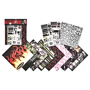 SKULL & XBONES SCRAPBOOK KIT scrapbooking 131 pcs PAPERS STICKERS - Picture 1 of 8