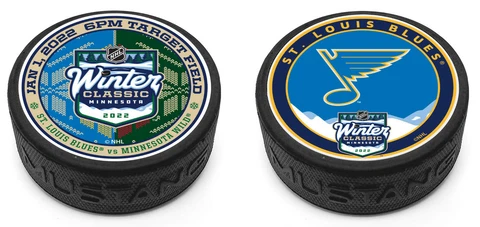 2022 WINTER CLASSIC 3D TEXTURED ST. LOUIS BLUES JERSEY LOGO 2 HOCKEY PUCK PKG Cover