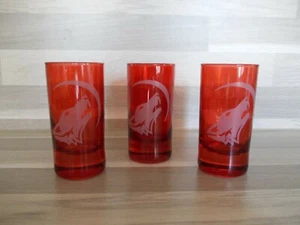 3 Eristoff Vodka Schnapsgläser 4 cl Rot + Klar glas tumbler Join the Nightwolves - Picture 1 of 4