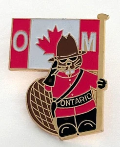 Vintage Odyssey of the Mind Ontario Canada Beaver Flag Lapel Pin - Picture 1 of 3