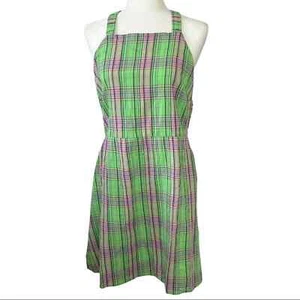 BP. Women’s Green Multi Color Twill Plaid Overall Hi-Low Dress - Picture 1 of 11