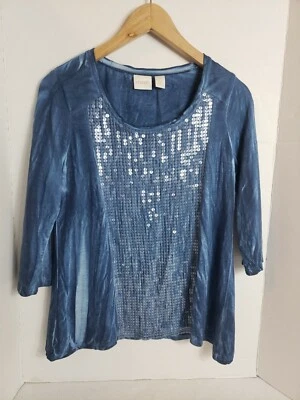 Top pulóver para mujer Chico azul con lentejuelas, 0 (XS) Foto 1 de 4