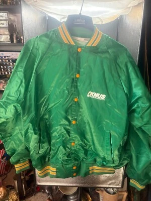 Chaqueta de radio vintage verde satinado estación KNUS 71 Talk Radio XL Foto 1 de 4
