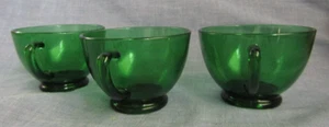 ANCHOR HOCKING DEPRESSION GLASS FOREST GREEN PUNCH BOWL CUPS LOT OF 3 - Picture 1 of 3