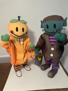 Vintage GRANDE 36” Set K Mart Decorazioni Halloween Frankenstein Jack O’Lantern - Foto 1 di 20