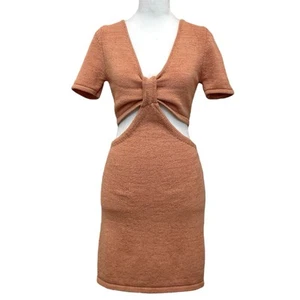 Isalis Orange Open Cutout Waist Two Piece Style Boho Knit Dress sz L Festival - Picture 1 of 11