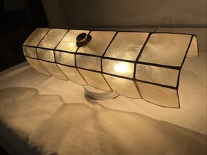 Vintage Art Deco MCM Capiz Muschel Waschtischleuchte Wandleuchter Hollywood, Badspiegel - Bild 1 von 22