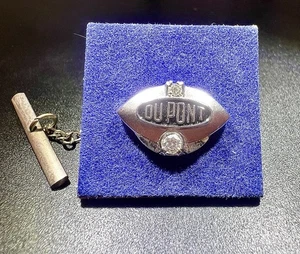 Dupont 14K(Marked) White Gold w/ Diamonds 5g** Employee Year Service Lapel Pin - Picture 1 of 3