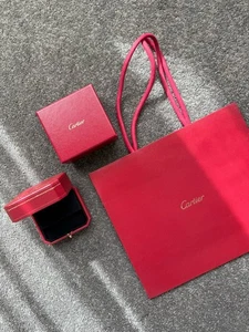 Genuine Cartier Earrings Box (Empty) with Cartier Paper Bag - Picture 1 of 2