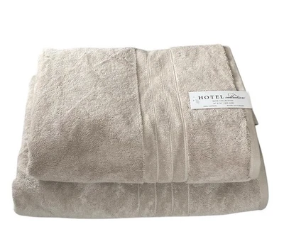 Hotel Collection Turkish Bath Sheet & Bath Towel Beige Set of 2 NEW - Image 1 of 4