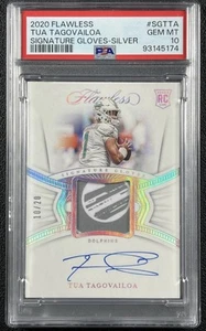 TUA TAGOVAILOA PSA 10 GEM MINT 2020 FLAWLESS ROOKIE GLOVES SILVER PATCH AUTO /20 - Picture 1 of 2