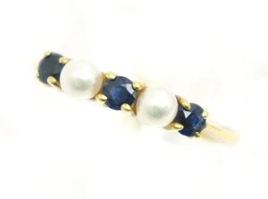 TIFFANY & Co. K18YG Yellow Gold Pearl Sapphire Ring #5US - Picture 1 of 3