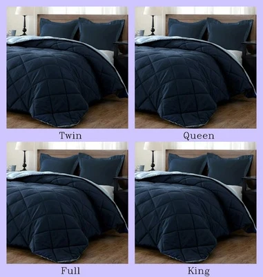 Edredón de microfibra reversible color liso suave ligero 1800 unidades Foto 1 de 4