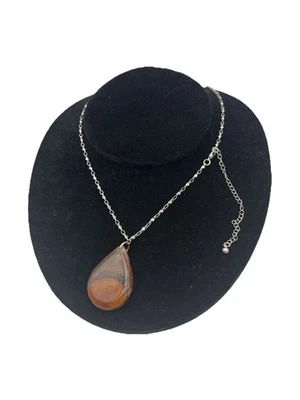 "Collar Colgante Lágrima Retro Artesanal Lucita y Madera 16"" Largo y Extensor" Foto 1 de 4