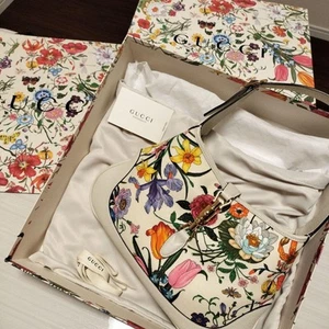 GUCCI Jackie Shoulder Hand Bag Purse Flora Canvas Leather Authentic ml - Picture 1 of 11