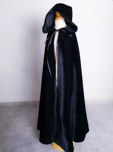 Handmade Black Hooded Doll Cloak Gothic Robe Cape (1/6, 1/4, 1/3 Scale) - Picture 1 of 5