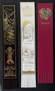 3 Vintage Leather Souvenir Bookmarks SPITTAL GLENSHEE, RICHMONDSHIRE, HUNTLEY - Imagen 1 de 5