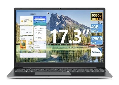 SGIN 17.3-inch Laptop Win 11 Laptops with Celeron I3Processor 4GB DDR3 128GB HD - Image 1 of 4