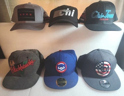 Lote de 6 gorras Chicago paquete principalmente para hombre talla única Snapback Cubs Blackhawks Foto 1 de 4