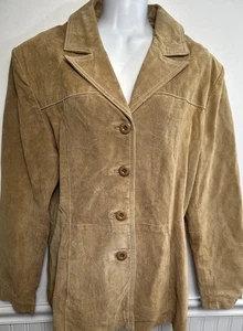 Wilsons Genuine Leather Suede Blazer Jacket Womens XL Camel Vintage Retro - Picture 1 of 12