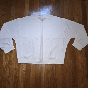 Maglione donna Thread And Supply XL a costine manica lunga bianco oversize crop - Foto 1 di 7