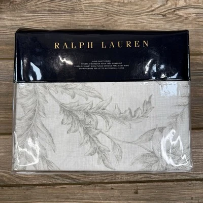 Funda nórdica Ralph Lauren Genevieve Floral King 100 % algodón gris satén nueva con etiquetas $430 Foto 1 de 4