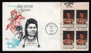 #1364 6c Chief Joseph-Zip Block, cubierta artesanal H/C FDC *CUALQUIER 5 = ENVÍO GRATUITO** - Imagen 1 de 1