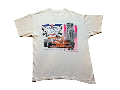 Camiseta Indianápolis 500 1991 vintage coche blanco XL para hombre carreras puntada única Foto 1 de 4