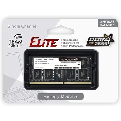 Team Elite 16Gb No Heatsink 1 X 16Gb Ddr4 2666Mhz Sodimm System Memory - Image 1 of 1