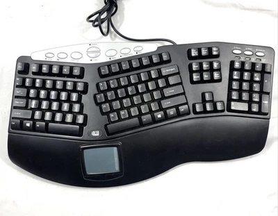 ADESSO PCK-308UB BLACK Wired Ergonomic Multimedia Touchpad Keyboard TESTED WORKS - Image 1 of 4
