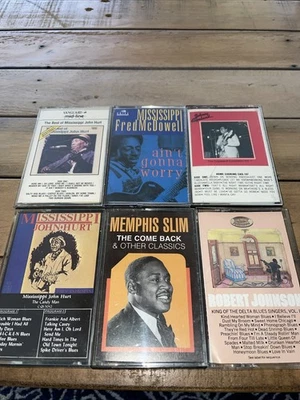 BLUES 6 cassette LOT Mississippi John Hurt Fred McDowell Memphis Slim - Image 1 of 4