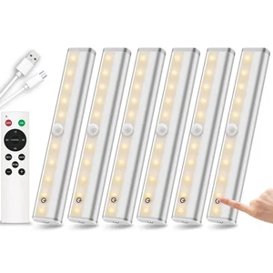 Remote Control Under Cabinet Lighting Wireless 6 Pack, 20-LED Dimmable Closet... - Picture 1 of 9
