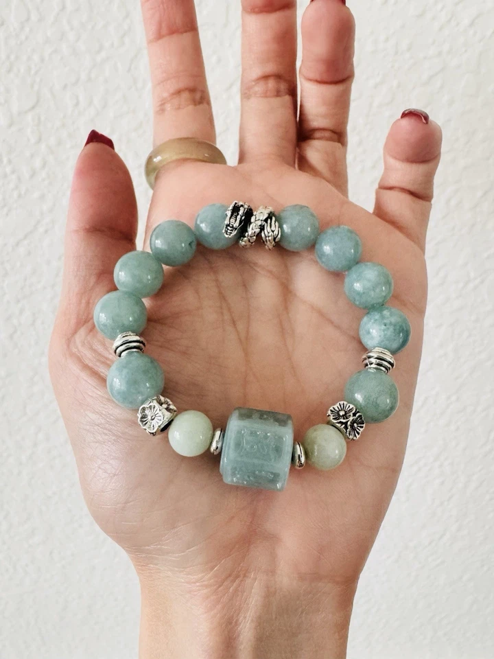 Pulsera de jadeíta natural hágalo usted mismo 5,5 pulgadas Foto 1 de 4