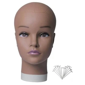 Bald Mannequin Head Female Professional Cosmetology Training 20.5inch Brown - Picture 1 of 8