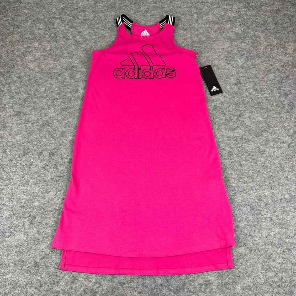 Vestido Adidas espalda deportiva abertura lateral rosa magenta niñas pequeño 7/8 * Foto 1 de 4