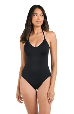 La Blanca Womens Island Goddess Scoop Lingerie Mio One Piece Swimsuit Black 10 - Image 1 of 4