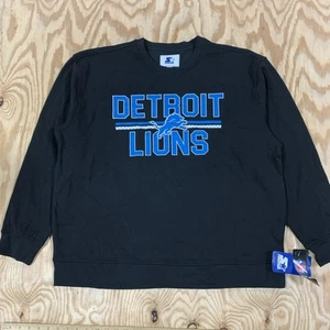 Starter Detroit Lions NFL Crewneck Sweatshirt Black 2XL NWT - Picture 1 of 7