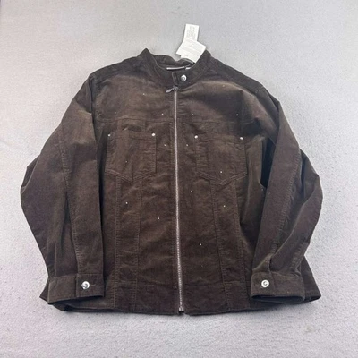 Quacker Factory Coat Womens 2X Brown Corduroy Full Zip Embellished Jacket NWT - Image 1 of 4