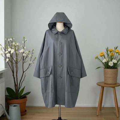 ISSEY MIYAKE Windcoat Vintage Blue Nylon Men's Oversized Parka Trench Coat Japan - Image 1 of 4