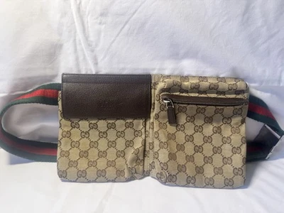 GUCCI FANNY PACKS BELT BAG—Description   GG canvas  Silver Hardware - Image 1 of 4