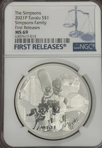 2021 Simpson Family Bart Maggie Marge Lisa Homer 1oz Silver Coin NGC 69 FR - Picture 1 of 3